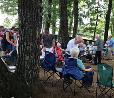 Zion Congregational Picnic - 2018 - worship service outdoors