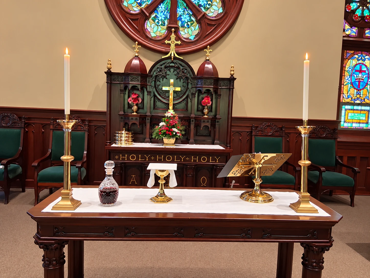 Zion Lutheran Church altar prepared for Holy Communion